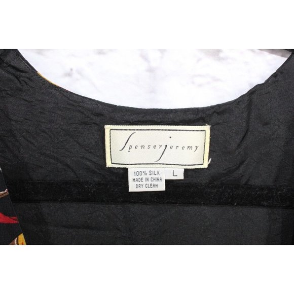 Spenser Jeremy Black Multicolor Print Lined Silk Vest Size L - Picture 4 of 10